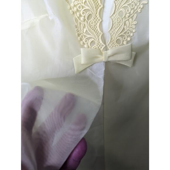 Vintage 60's Yellow Sheath Dress Vest Set Chiffon Sleeves and Vest Lace Detail - Picture 9 of 15